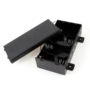 4 x 1.5V D Size UM-1x4 Plastic Black Battery Holder Case Storage Box With Slide Cover support de batterie Batteriehalter