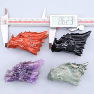 Chất lượng cao yuchenglin 3.5 inch pha lê thằn lằn bay đầu sọ khắc Tự Làm Thủ Công Rồng Đầu Tượng Mặt dây chuyền Máy tính để bàn trang trí nội thất Quà Tặng - Product Image 4