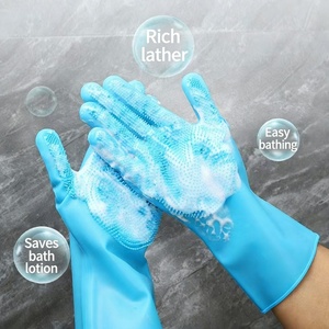 Gants de <span class=keywords><strong>bain</strong></span> pour animaux de compagnie en silicone de qualité supérieure avec poils doux pour un toilettage et un <span class=keywords><strong>bain</strong></span> délicats des chiens, des chats et autres animaux domestiques à la maison - Product Image 3