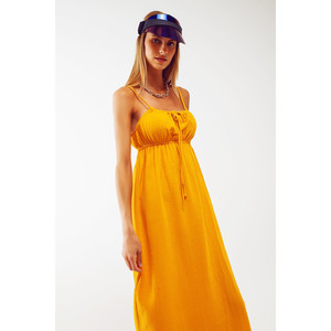 Vestido Maxi Amarillo de Verano con Tirantes y Cintura Fruncida - Product Image 3