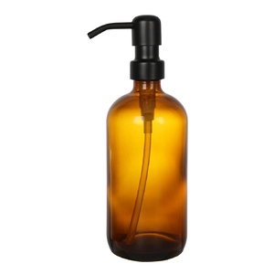 Dispenser di Sapone <span class=keywords><strong>Liquido</strong></span> e Shampoo <span class=keywords><strong>in</strong></span> <span class=keywords><strong>Vetro</strong></span> Ambrato Moderno Personalizzato e Ricaricabile da 8 Oz/240ml e 16 Oz/480ml con Tappo a Vite - Product Image 2