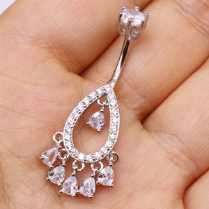 Gaby zircone <span class=keywords><strong>argento</strong></span> 925 sterling belly ring ciondola <span class=keywords><strong>ombelico</strong></span> anello <span class=keywords><strong>piercing</strong></span> gioielli pancia - Product Image 4