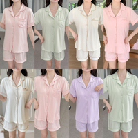 Pyjamas 2025 été coton ceinture poitrine coussin col inversé Double costume court femmes doux fronde maison vêtements vêtements d'extérieur