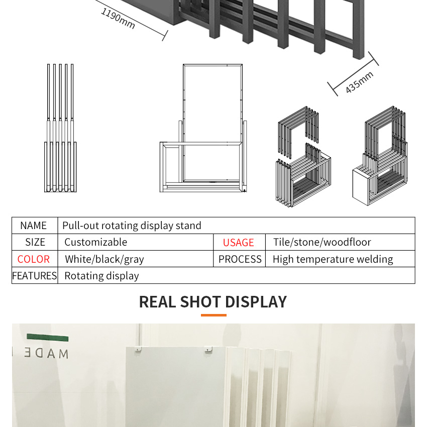 Tianfan Artificial stone showroom interiors design tiles slab racks tower porcelain quartz stone display rack