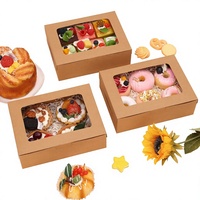Boîtes en papier personnalisées avec fenêtre, qualité alimentaire, pour emballage de beignets, gâteaux et desserts, idéales pour les cadeaux de fêtes et d'anniversaire (vente en gros)