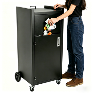 Contenedor de Basura para Restaurantes de Comida Rápida con Ruedas, Bandeja Superior y Estante Inferior, Carro de Basura Comercial para Cocina - Product Image 3