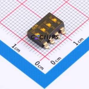 DSIC-04-TS-GER DIP Switch SMD Switch Flat Toggle, Groove Type Single Pole Single Throw 4 2.54mm - Product Image 1