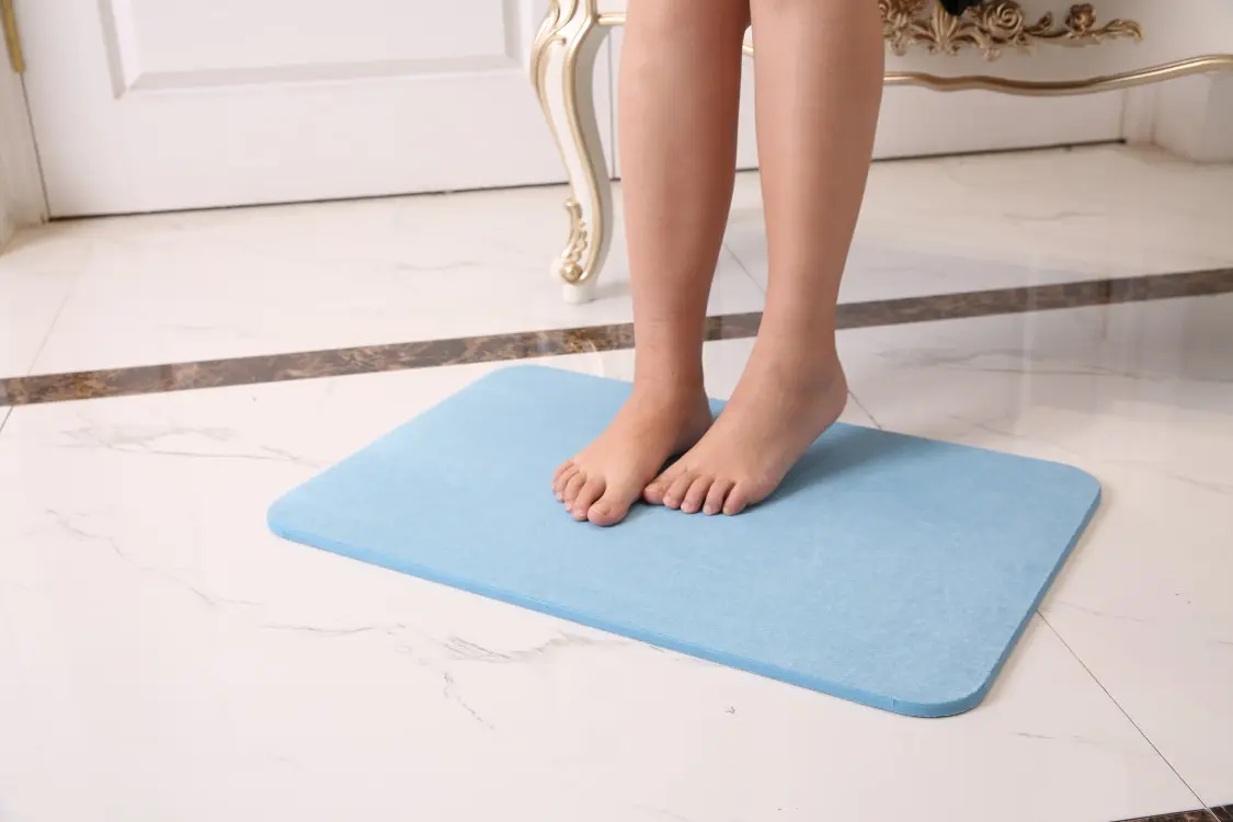 Non slip super absorptive floor mat quick drying diatomite stone bath mat