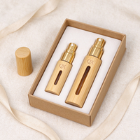 Atomiseur de parfum en bambou naturel rechargeable sur mesure pour voyage, 5 ml, 10 ml, avec pompe dorée, brume fine