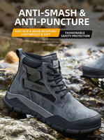 Chaussures de sécurité montantes pour hommes, anti-choc, avec embout en acier et anti-perforation, en cuir microfibre, pour le travail et la construction