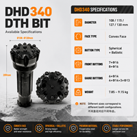 Foret à bouton DTH haute pression d'air DHD340 de 4 pouces pour le forage de puits d'eau et de roches dans l'exploitation minière