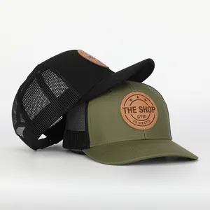 BSCI Wholesale Custom Adult 6 Panel Leather Patch Logo Low Profile Richardson 112 Gorras Mesh Snap Back Trucker Cap Hat