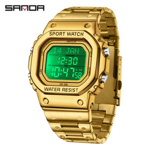 Reloj SANDA 2172 Original para Hombre, Resistente al Agua, Luminoso con LED, Fecha, Alarma, Cronógrafo, Correa Dorada, Reloj Digital para Hombre - Product Image 5
