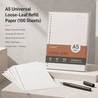 A5 Loseblatt-Papier Liniert mit Breiten Linien Nachfüllpapier für Notizbücher Unperforierte Planer-Einlagen