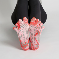 Coloré mi-mollet Pilates femmes sport professionnel anti-dérapant cinq doigts Yoga chaussettes pur coton intérieur sol chaussettes