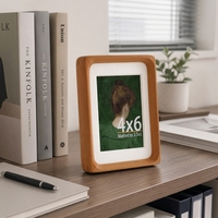 Bingkai Foto Teak Modern Kreatif Buatan Tangan Ramah Lingkungan 4x6 Berlapis 3.5x5 Tepi Bulat Dekorasi Rumah Kantor Meja Kerja Langsung dari Pabrik