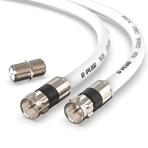 Câble <span class=keywords><strong>coaxial</strong></span> RG6 avec connecteur F mâle plaqué or Adaptateur AV en nylon tressé pour antenne TV Type coudé - Product Image 2