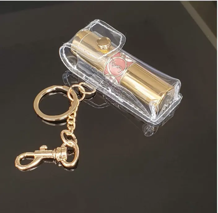 Transparenter PVC Personal isierter Lipgloss-Halter Schlüssel bund Lippenstift beutel Lippen balsam halter Chaps tick halter