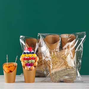 Commercio all'ingrosso della fabbrica 100 pezzi di patatine fritte tazze di carta monouso artigianale per patatine fritte <span class=keywords><strong>biscotti</strong></span> da portare fuori festa - Product Image 6