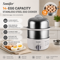 Sonifer SF-1515 nouveau usage domestique électrique rapide cuiseur à oeufs boîtier automatique bouilli vapeur ménage acier inoxydable chaudière à oeufs