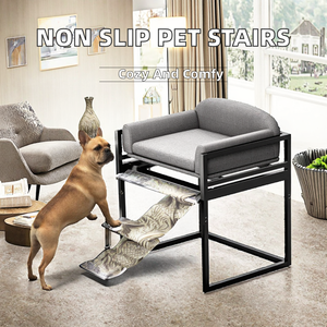 Rampe d'escalier antidérapante en fer pour animaux de compagnie avec siège pour petits chiens - Design moderne pour salon et bureau - Product Image 2