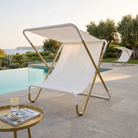 Chaise longue de luxe pliable et portable pour la plage, le jardin ou la piscine avec auvent pare-soleil