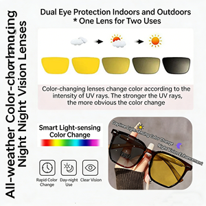 Lunettes photochromiques pour femmes avec verres à changement de couleur, anti-lumière bleue, utilisation jour/nuit, grande monture carrée noire, protection des yeux - Product Image 5