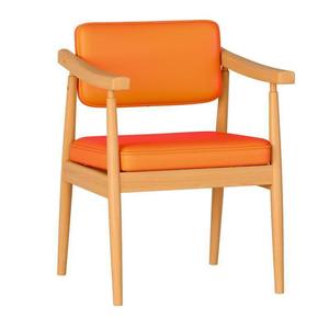 Silla de comedor nórdica de madera maciza con tapicería de cuero y reposabrazos para uso en el hogar u oficina - Product Image 4