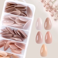 Ongles pré-dessinés minimalistes en amande, couvrance totale, 120 pièces, couleur dégradée lait et café, pour femmes, à porter, pour l'export.