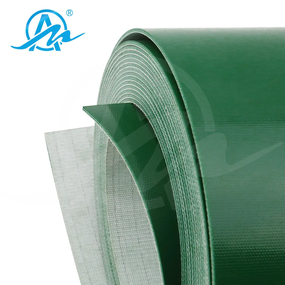 Flat Transmission Belt 3-Ply Green Pvc Folding Rail Belt Pvc Conveyor Belt