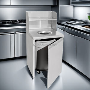 ตู้เก็บขยะสแตนเลสเกรดเชิงพาณิชย์ ขนาด 27 แกลลอน พร้อมชั้นวางด้านบน ผลิตในจีน - Product Image 1