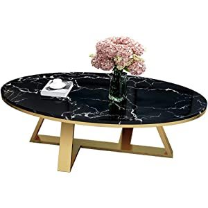 New <b>Round</b> Modern Luxury <b>Black</b> Marble with Texture Adjustable Living Room Iron Marble <b>Coffee</b> <b>Table</b> Multipurpose Sturdy <b>Table</b> - Product Image 5