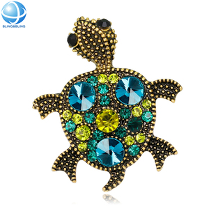 Broche de tortuga con diamantes de imitación, broches de tortuga de aleación de Zinc de cristal coloridos personalizados para mujeres, regalos de joyería Vintage para reparar - Product Image 2