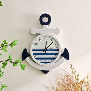 Reloj de Pared Rústico de Cuarzo para Decoración del Hogar, Diseño de Ancla Oceánica, Estilo Still Life, de Madera, con Agujas, Funciona con Batería, 30 mm - Product Image 1