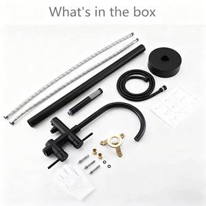 Bañera independiente con ducha de mano y grifo mezclador de suelo - Product Image 6