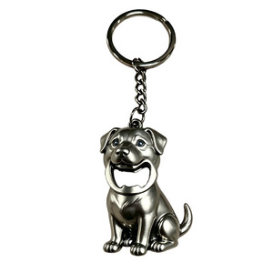 Porte-clés ouvre-bouteille en alliage de zinc personnalisé, motif chien de dessin animé 3D, pendentif métallique, chaîne, plaque d'identification pour chien - Product Image 3