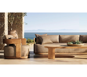 Juego de Muebles de Jardín de Diseño Moderno y Lujoso para Patio, Sofá Seccional de Madera Maciza de Teca, Modelo ORT-1005-CU - Product Image 3
