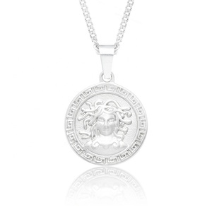 Gemnel Brass Hip Hop Men Jewelry Curb Link Chain <strong>Medusa</strong> Coin 18k Gold <strong>Necklace</strong> - Product Image 5