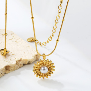 Collar de Acero Inoxidable con Colgante en Forma de Sol, Estilo Europeo Americano, Joyería de Diseño Ligero y Lujoso, Colgante de Moda - Product Image 3