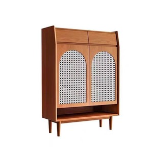 Mueble Zapatero de Madera Maciza y Ratán, Gran Capacidad, Minimalista, para Entrada o Sala de Estar - Product Image 2