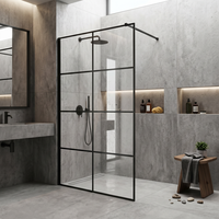 Cabine de douche à l'italienne avec paroi fixe en verre transparent de 10 mm, design sans cadre, pour salle de bain ouverte