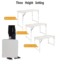 Table de camping pliable portable en aluminium, tube en aluminium, capacité de charge de 120 kg, hauteur réglable, mobilier de jardin pour pique-nique en plein air