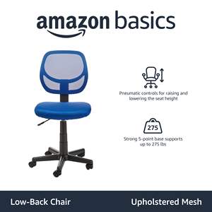 Basics <span class=keywords><strong>Silla</strong></span> de <span class=keywords><strong>escritorio</strong></span> de altura ajustable de cuero contemporáneo Respaldo bajo Asiento acolchado Giratorio Azul - Product Image 5