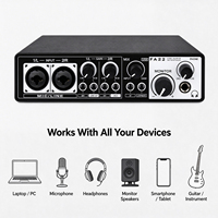 Interface audio 2 entrées 4 sorties FA22, carte son USB avec préamplis micro pour PC, Mac, enregistrement, podcasting, streaming en direct