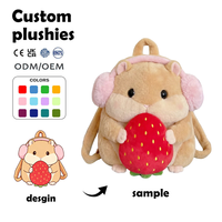 Sac à dos en peluche personnalisé pour filles, motif hamster, avec porte-monnaie mignon, sac animal en peluche de dessin animé pour enfants