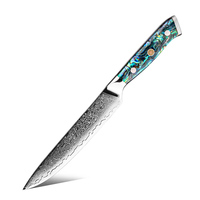 Couteau de chef japonais à 67 couches-VG-10 acier damas à haute teneur en carbone avec manche en coquille d'ormeau véritable