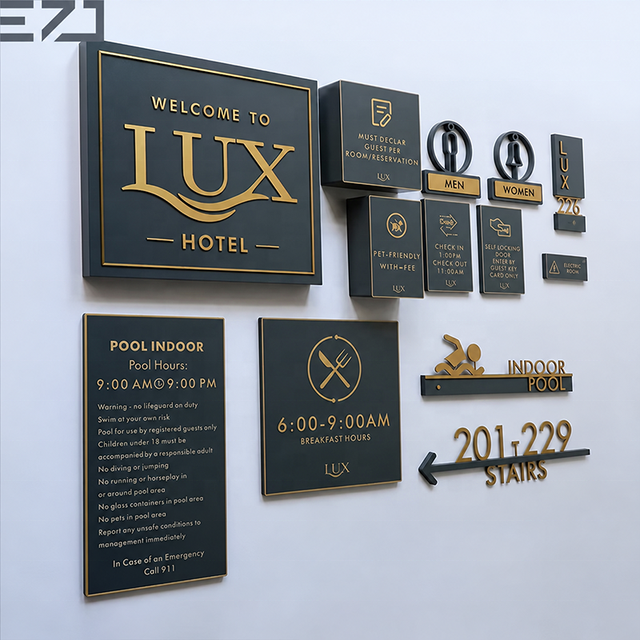 EZD Custom Hotel Wayfinding Signage System Design Metal Door Signs Directional Signs for Hotels & Commercial Buildings
