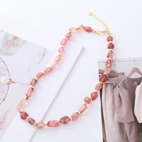 Collar de Moda para Mujer con Cuentas de Piedras Naturales Irregulares, Joyería de Acero Inoxidable Resistente al Agua