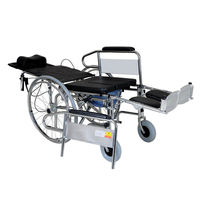 Chaise de toilette inclinable de qualité médicale professionnelle avec roulettes, pliable, siège de toilette entièrement inclinable pour patients handicapés