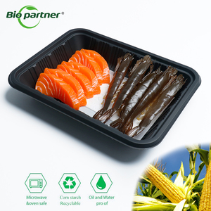 Molde Personalizado Biodegradable Fruta Fresca Plástico Bandeja de Comida Congelada Desechable Almidón de Maíz Bandeja de Comida Tamaño Libre Bandeja Negra Carne - Product Image 2